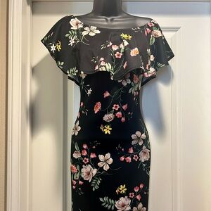 Black floral dress, size medium.